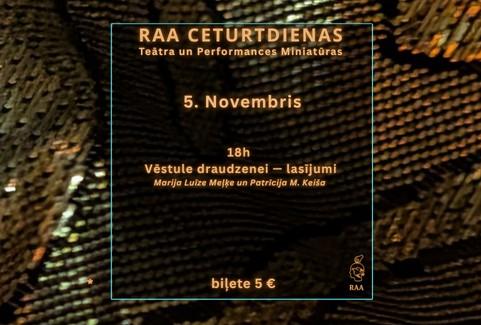 Izrādes "Teātra ceturtdienas RAA telpā | Vēstule draudzenei — lasījumi" attels
